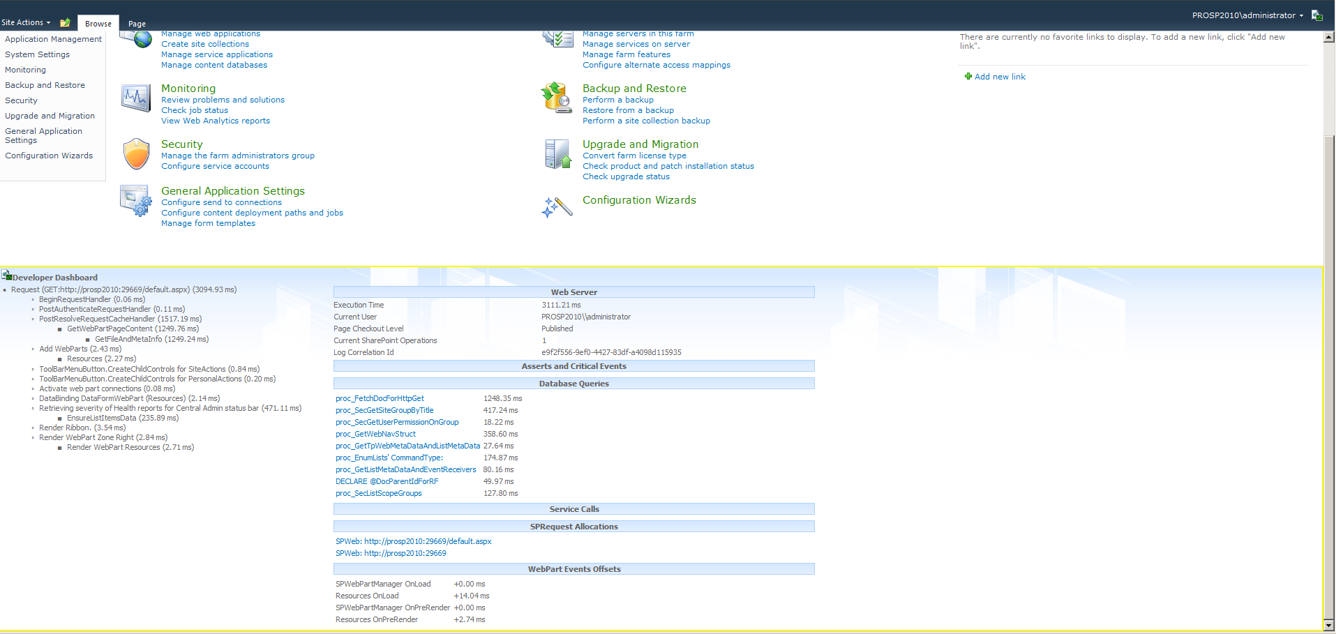 the developer dashboard on the central administration web site.png
